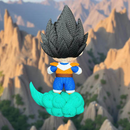 Knitted Saiyan Prince – Cozy Anime Fanart Figur Whale 3D Studio