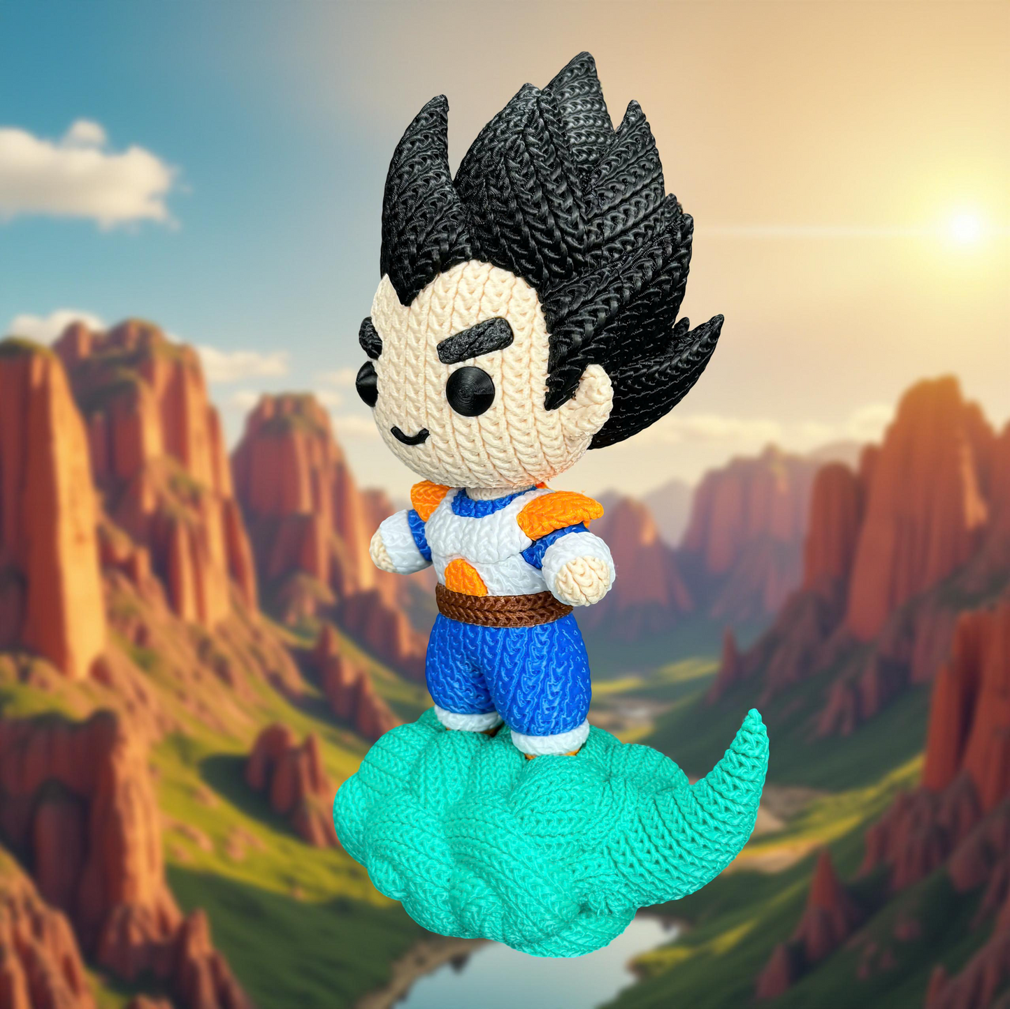 Knitted Saiyan Prince – Cozy Anime Fanart Figur Whale 3D Studio