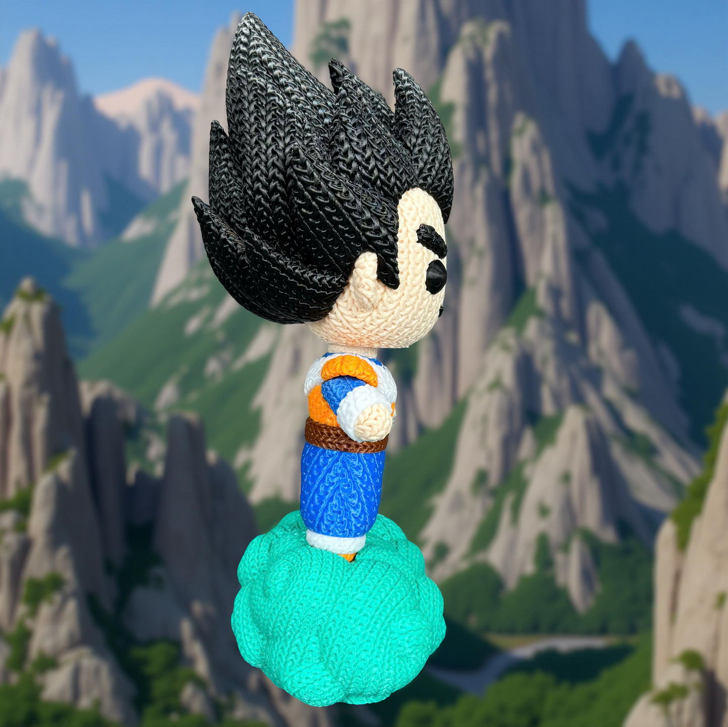 Knitted Saiyan Prince – Cozy Anime Fanart Figur Whale 3D Studio
