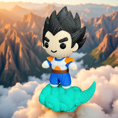 Knitted Saiyan Prince – Cozy Anime Fanart Figur Whale 3D Studio