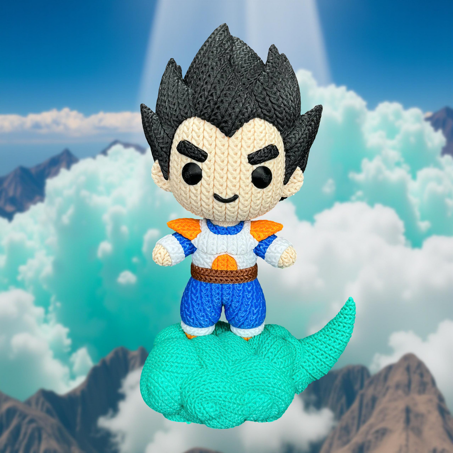 Knitted Saiyan Prince – Cozy Anime Fanart Figur Whale 3D Studio