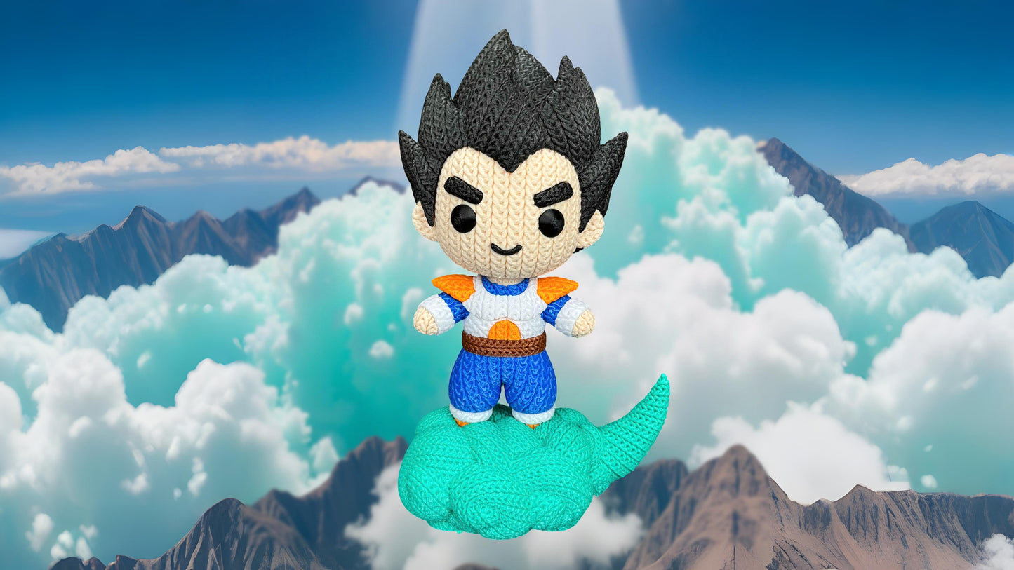 Knitted Saiyan Prince – Cozy Anime Fanart Figur Whale 3D Studio