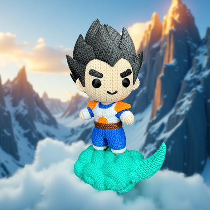 Knitted Saiyan Prince – Cozy Anime Fanart Figur Whale 3D Studio