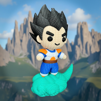 Knitted Saiyan Prince – Cozy Anime Fanart Figur Whale 3D Studio