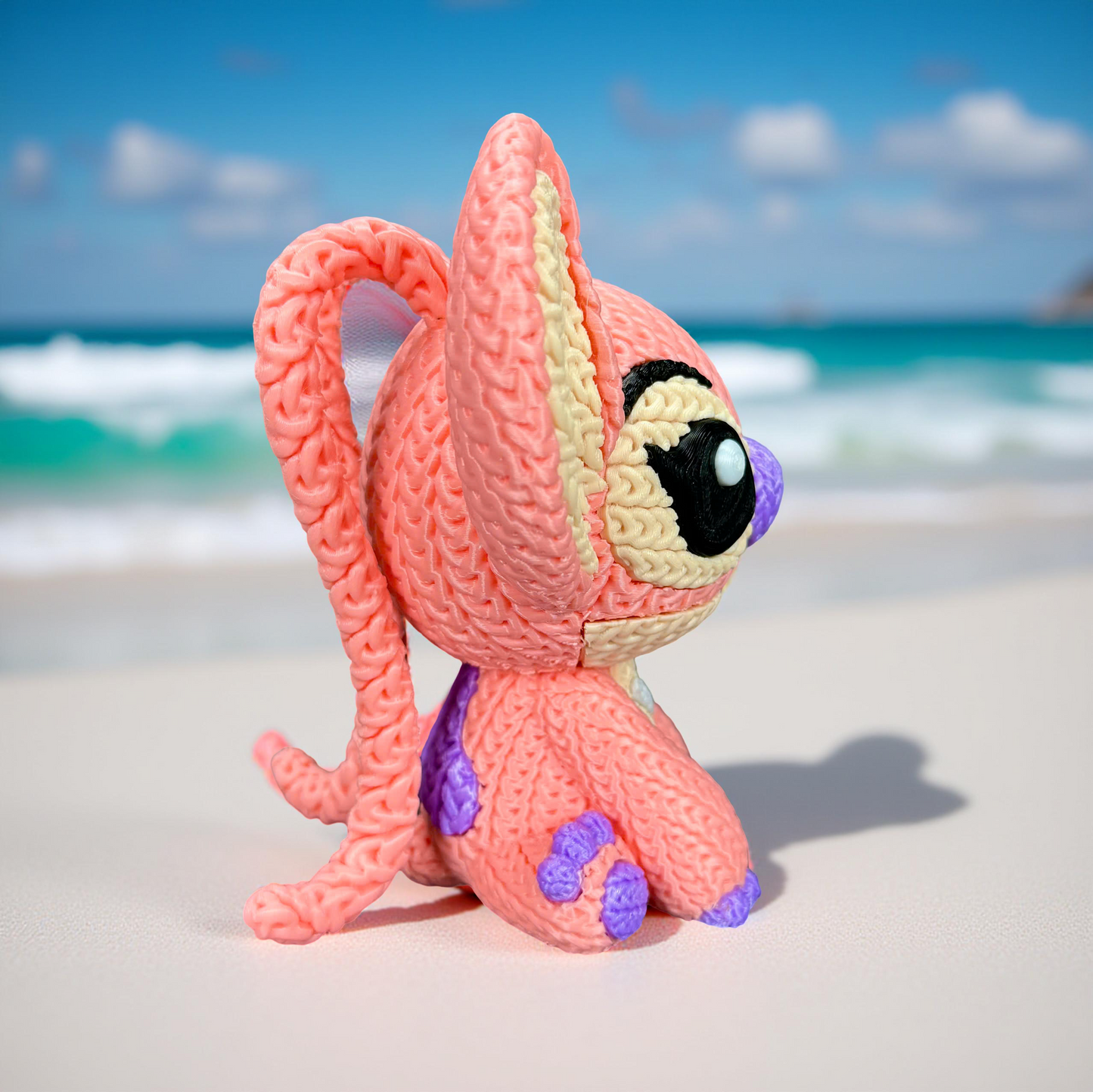 Knitted Pink Alien Companion – Cozy Sci-Fi Fanart Figur Whale 3D Studio