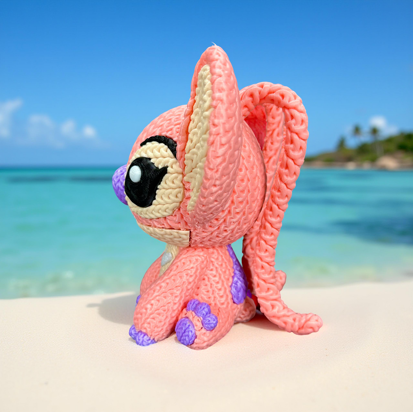 Knitted Pink Alien Companion – Cozy Sci-Fi Fanart Figur Whale 3D Studio