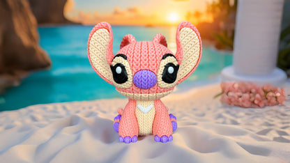 Knitted Pink Alien Companion – Cozy Sci-Fi Fanart Figur Whale 3D Studio