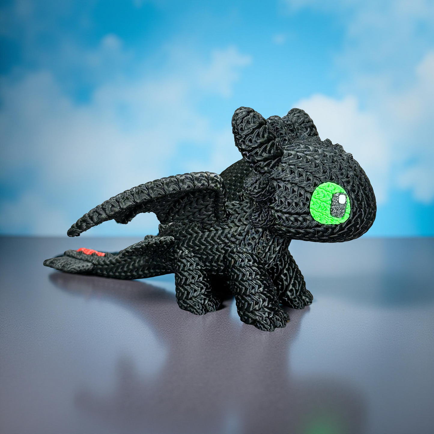 Knitted Night Dragon Companion – Mystischer Fantasy-Drache im cozy Stricklook Whale 3D Studio