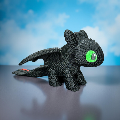 Knitted Night Dragon Companion – Mystischer Fantasy-Drache im cozy Stricklook Whale 3D Studio