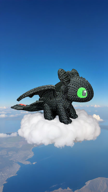 Knitted Night Dragon Companion – Mystischer Fantasy-Drache im cozy Stricklook Whale 3D Studio