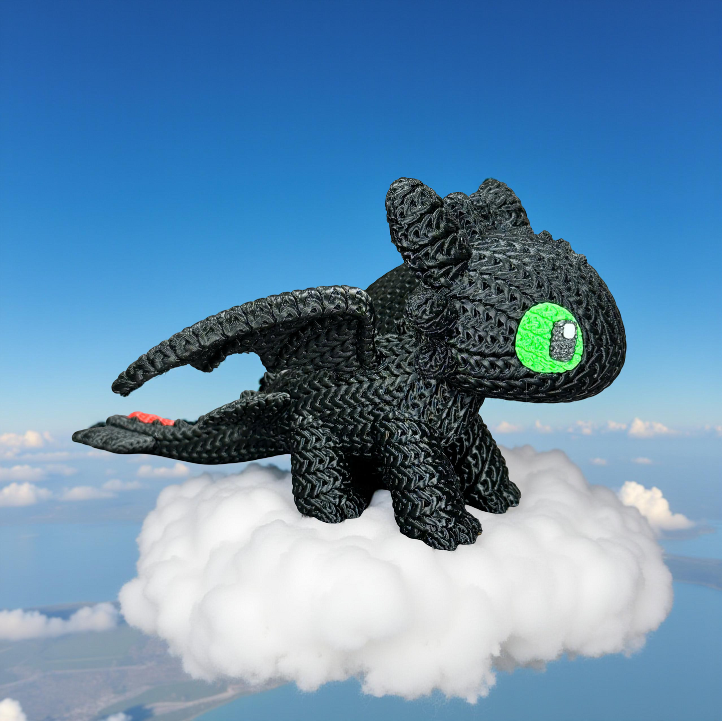Knitted Night Dragon Companion – Mystischer Fantasy-Drache im cozy Stricklook Whale 3D Studio