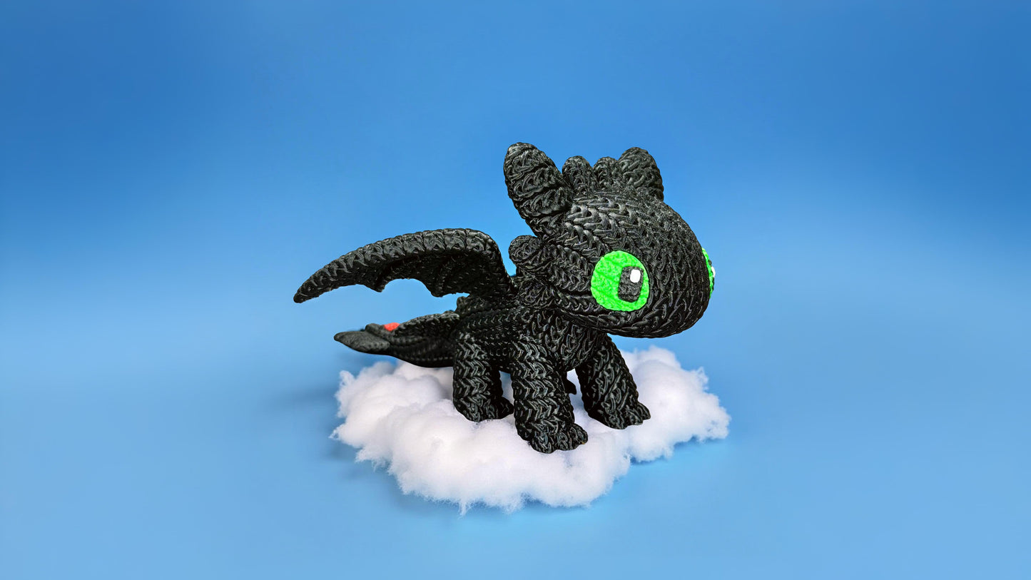 Knitted Night Dragon Companion – Mystischer Fantasy-Drache im cozy Stricklook Whale 3D Studio