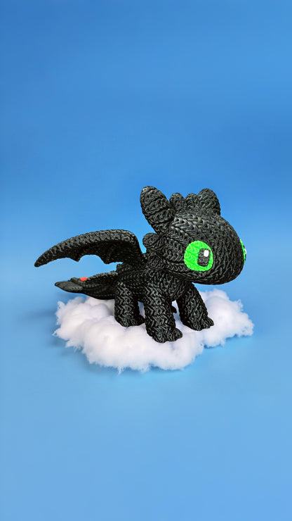 Knitted Night Dragon Companion – Mystischer Fantasy-Drache im cozy Stricklook Whale 3D Studio