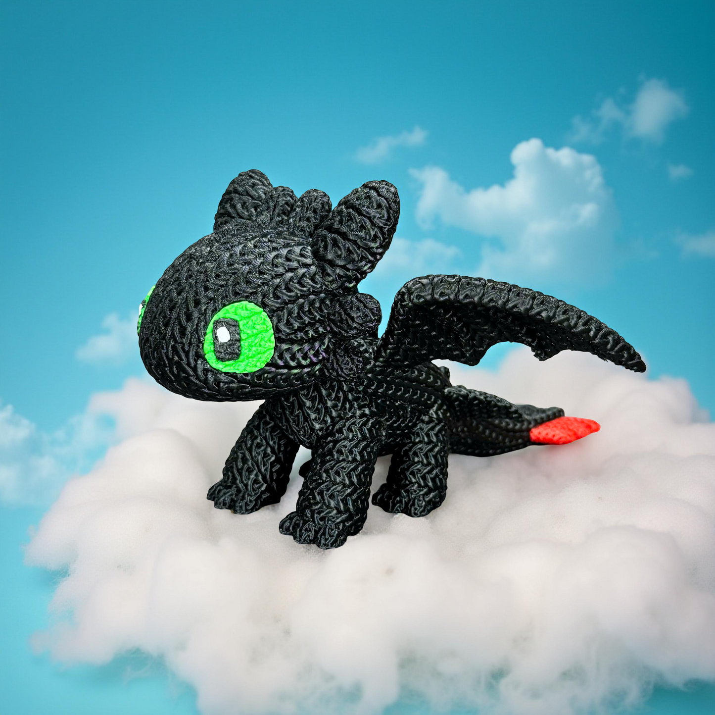Knitted Night Dragon Companion – Mystischer Fantasy-Drache im cozy Stricklook Whale 3D Studio