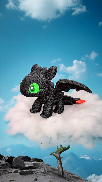 Knitted Night Dragon Companion – Mystischer Fantasy-Drache im cozy Stricklook Whale 3D Studio