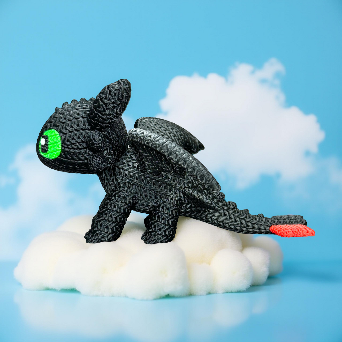 Knitted Night Dragon Companion – Mystischer Fantasy-Drache im cozy Stricklook Whale 3D Studio