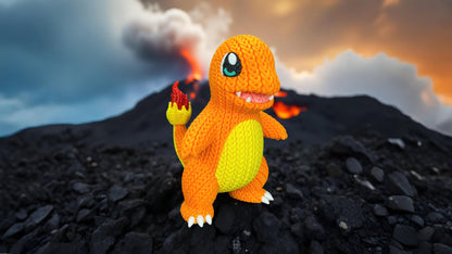 Knitted Fire Lizard Buddy – Cozy Monster Fanart Figur Whale 3D Studio